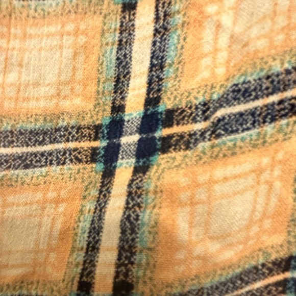 Free People Yellow Grunge Plaid Button Down Shirt Tunic raw hem👠 - Picture 4 of 11